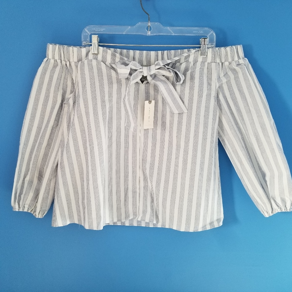 MAEVE Anthropologie Off the Shoulder Blouse Stripe